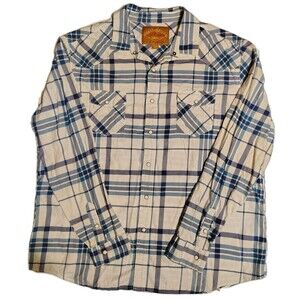 New Red Camel Multicolor Men Button Down Plaid Snap Collar Size XXL